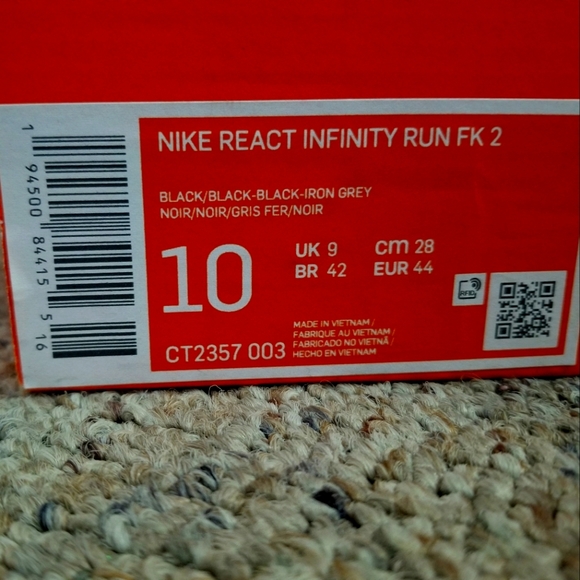 Nike React Infinity Run Flyknit 2 - Black Iron Grey SIZES 10 / UK 9 (CT2357-003) - Picture 2 of 9